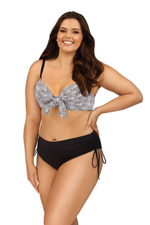 Игривый купальник с кулисками на трусиках (Размер: 80D/40) (Цвет: черный с белым)