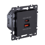 Розетка USB A+C 65W, черный Kollinger Asthetik AS-024BK