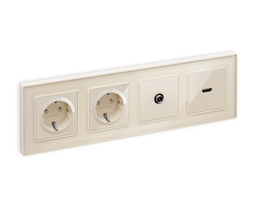 AP3130 Лицевая панель ALFA (Бежевый глянец) для TV розетки QUANT