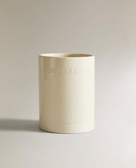 ZARA HOME КЕРАМИЧЕСКАЯ ПОДСТАВКА ДЛЯ КУХОННЫХ ПРИНАДЛЕЖНОСТЕЙ, КРЕМОВЫЙ