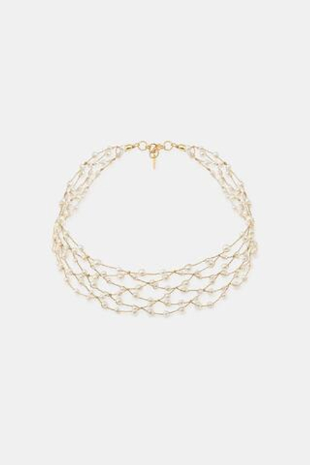 ZARA ЧОКЕР ИЗ МЕТАЛЛИЗИРОВАННЫХ НИТЕЙ С БУСИНАМИ, ЗОЛОТИСТЫЙ