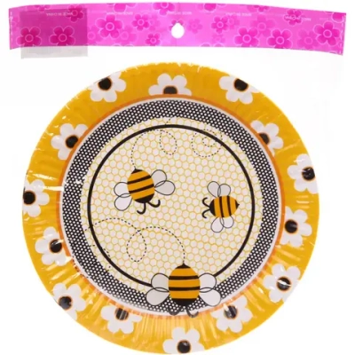 Тарелка бумажная 18 см в наборе 10 шт «Пчелки»
