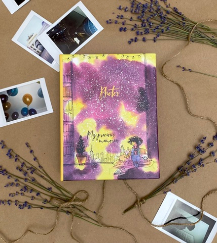 Фотоальбом на 100 фото 10х15 см с кармашками, "cosmo sketch" Огоньки