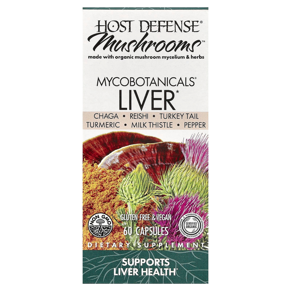 Host Defense, Mushrooms™, MycoBotanicals®, печень, 60 капсул