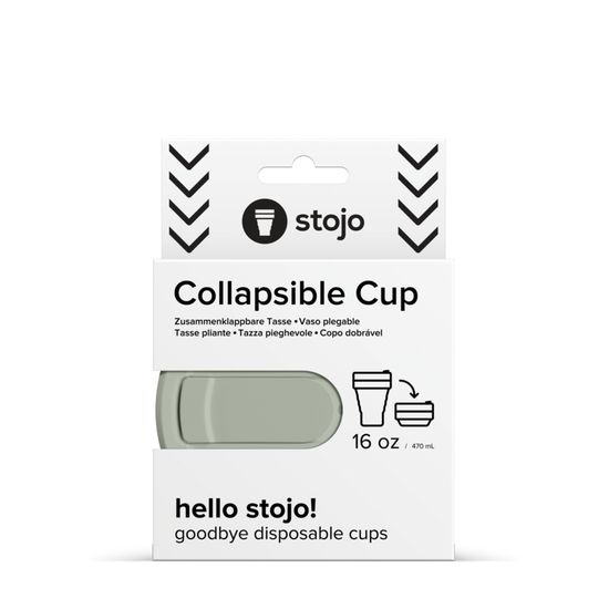 Стакан складной силиконовый Stojo Biggie Sage, 16 oz / 470 мл