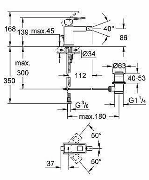 Смеситель для биде Grohe DN 15 Eurocube 23138 000