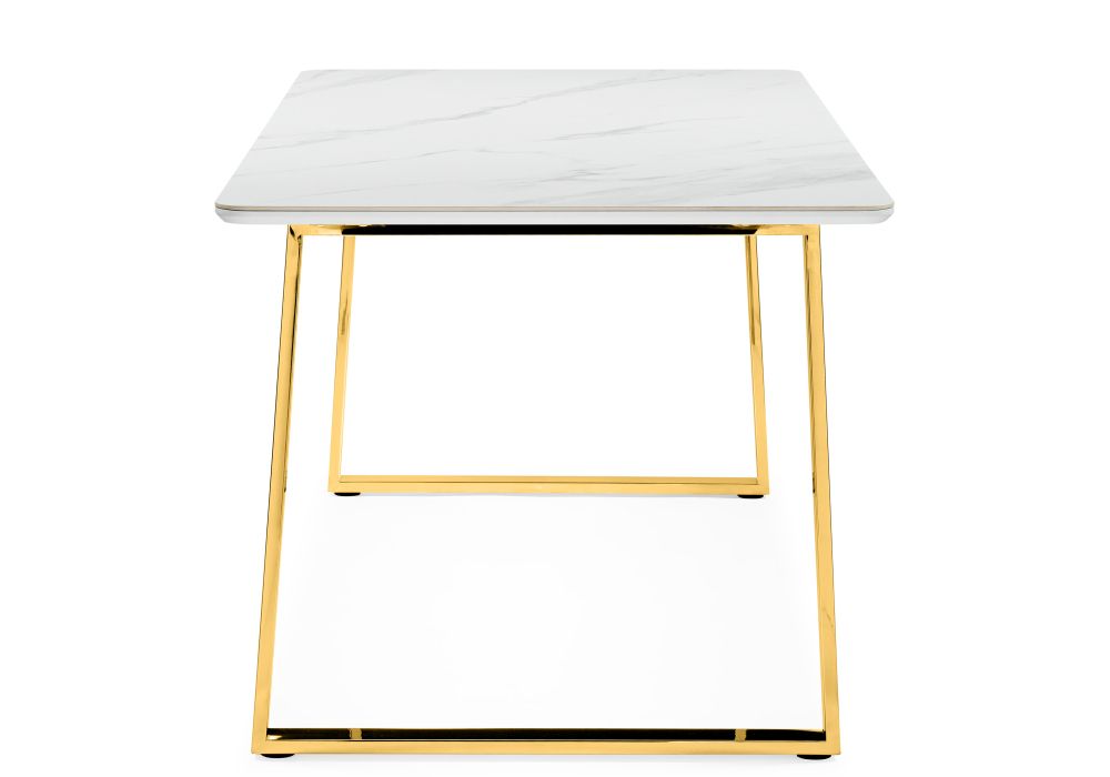 Керамический стол Селена 2 180х90х77 белый мрамор / золото