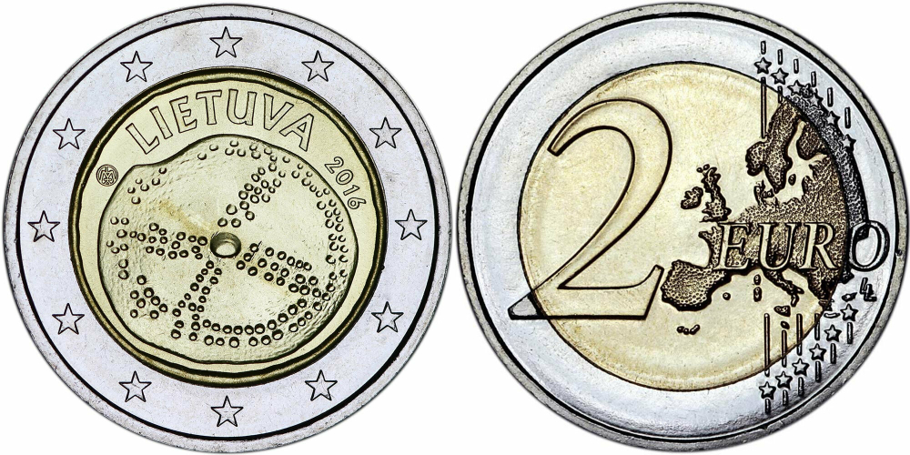 Литва 2 евро, 2016 Балтийская культура UNC