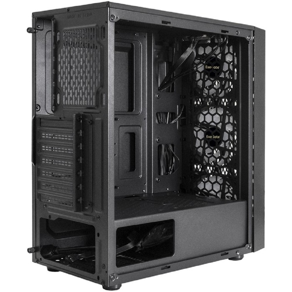 Exegate EX292859RUS Корпус Miditower ExeGate EVO-8243 (ATX, без БП, 2*USB+1*USB3.0, черный, 3 вент. с RGB подсветкой, боковая панель - закаленное стекло)