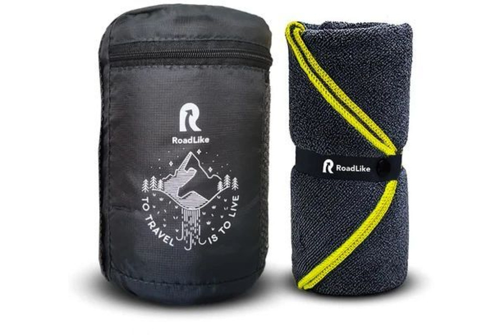 Полотенце спортивное охлаждающее RoadLike Terry 60*120 см серый-желтый