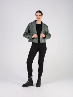 Кожаная куртка демисезонная косуха оверсайз