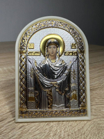 Покрова БМ, икона арочная, пластик белый 62x88