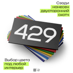 Номер на дверь 429, табличка на дверь для офиса, квартиры, кабинета, аудитории, склада, черная 120х70 мм, Айдентика Технолоджи