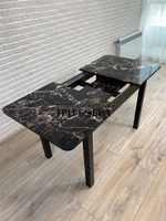 Стол стеклянный раздвижной "Чёрный мрамор"