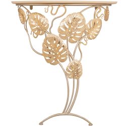 Консоль Monstera Deliciosa Wood (Монстера) Айвори Мраморное золото