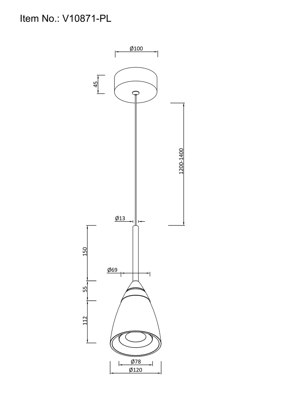Светильник подвесной светодиодный Moderli V10871-PL Leina