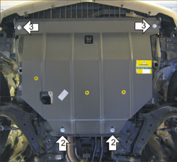 Защита картера Двигателя, КПП. 2 мм, Сталь. для Nissan Primera 2002-2009 MOTODOR.01406