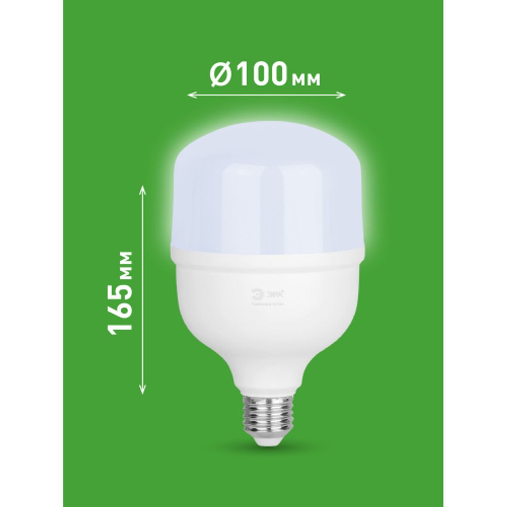 Лампа светодиодная ЭРА GREEN LINE LED POWER T100-60W-865-E27/E40 GL 60Вт колокол холодный свет Е27/Е40