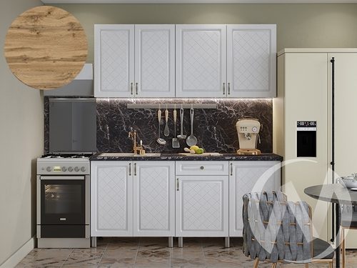 Кухня Вильма 1.8м (корпус белый/арктик; арктик) 26мм дуб вотан