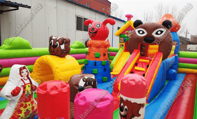 Коммерческий надувной батут "Маша и Миша" 10*6*3 м