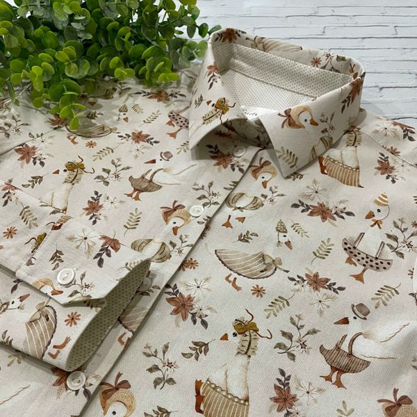 ПРЕДЗАКАЗ, ГУСИ НА ПРОГУЛКЕ, БЕЖЕВЫЙ, 100% хлопок 3