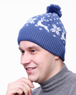 Мужская шапка PRIVAL с отворотом Скандинавия-7 Синий