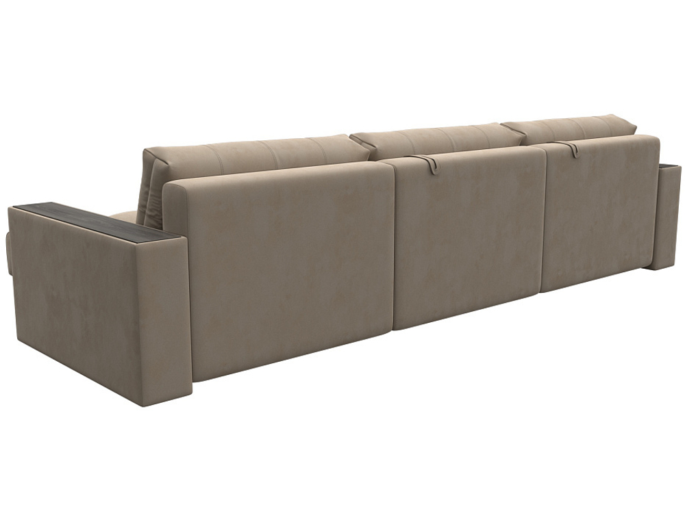 Диван угловой с декором Лига-049 НПБ Лонг, SEVEN 729 ВЕЛЮР бежевый