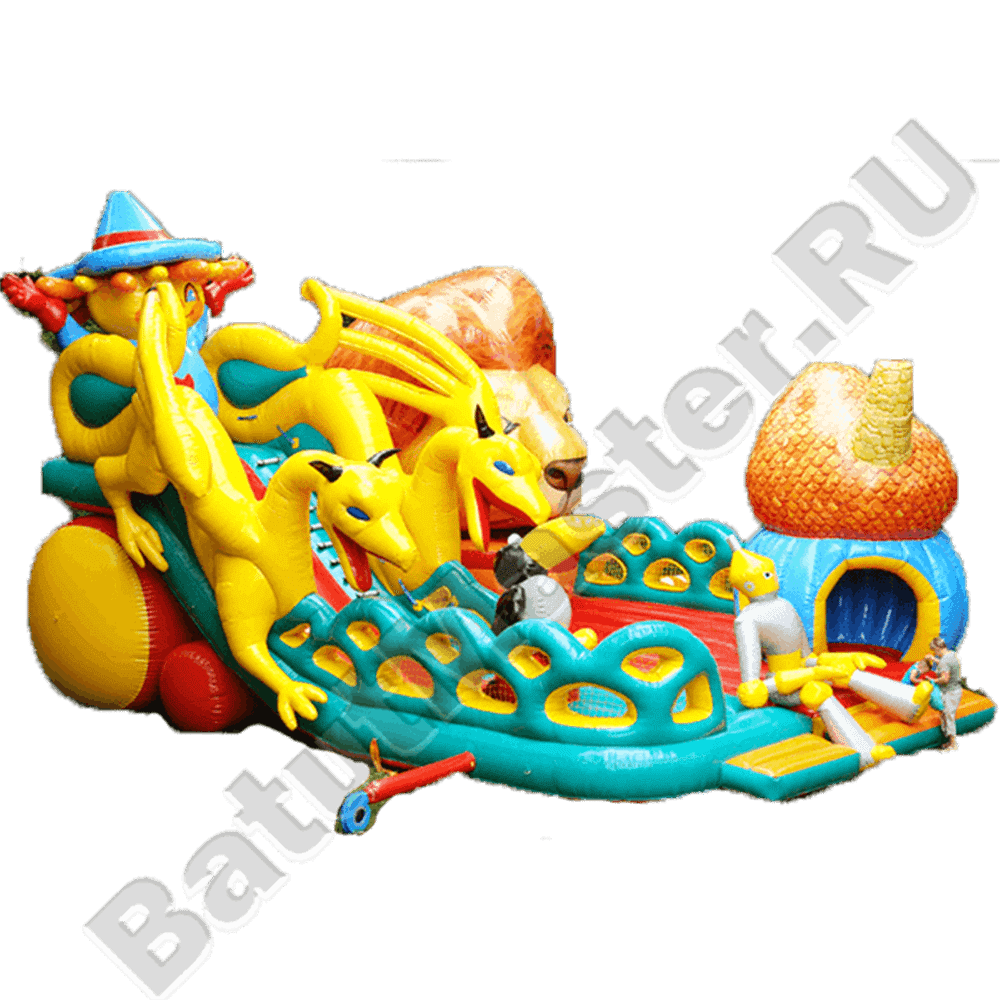 Большой надувной батут-горка "Гости города"