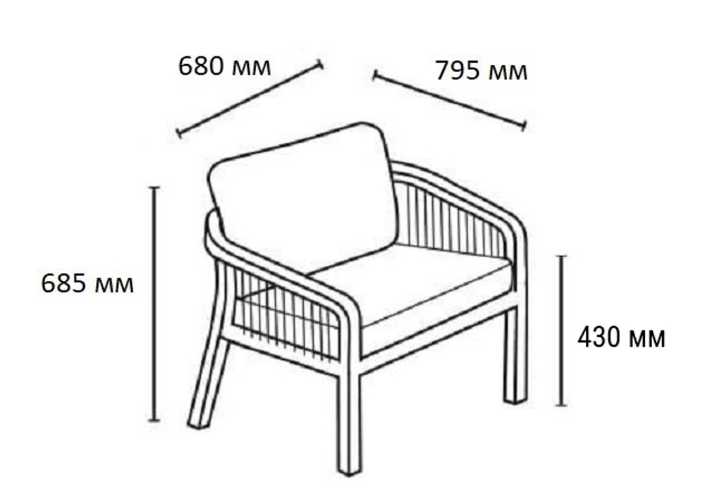 Кресло деревянное с подушками Tagliamento Ravona KD, натуральный, бежевый