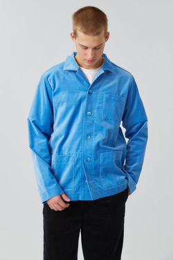 Верхняя рубашка с карманами из голубого бархата