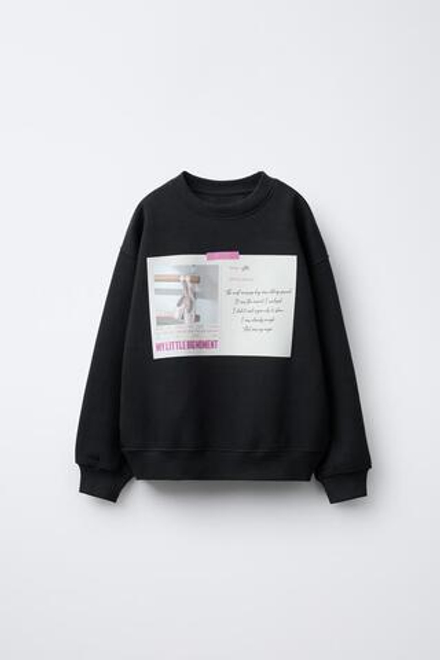 ZARA ТОЛСТОВКА С ФОТОПРИНТОМ «БАЛЕТ», АНТРАЦИТОВО-СЕРЫЙ