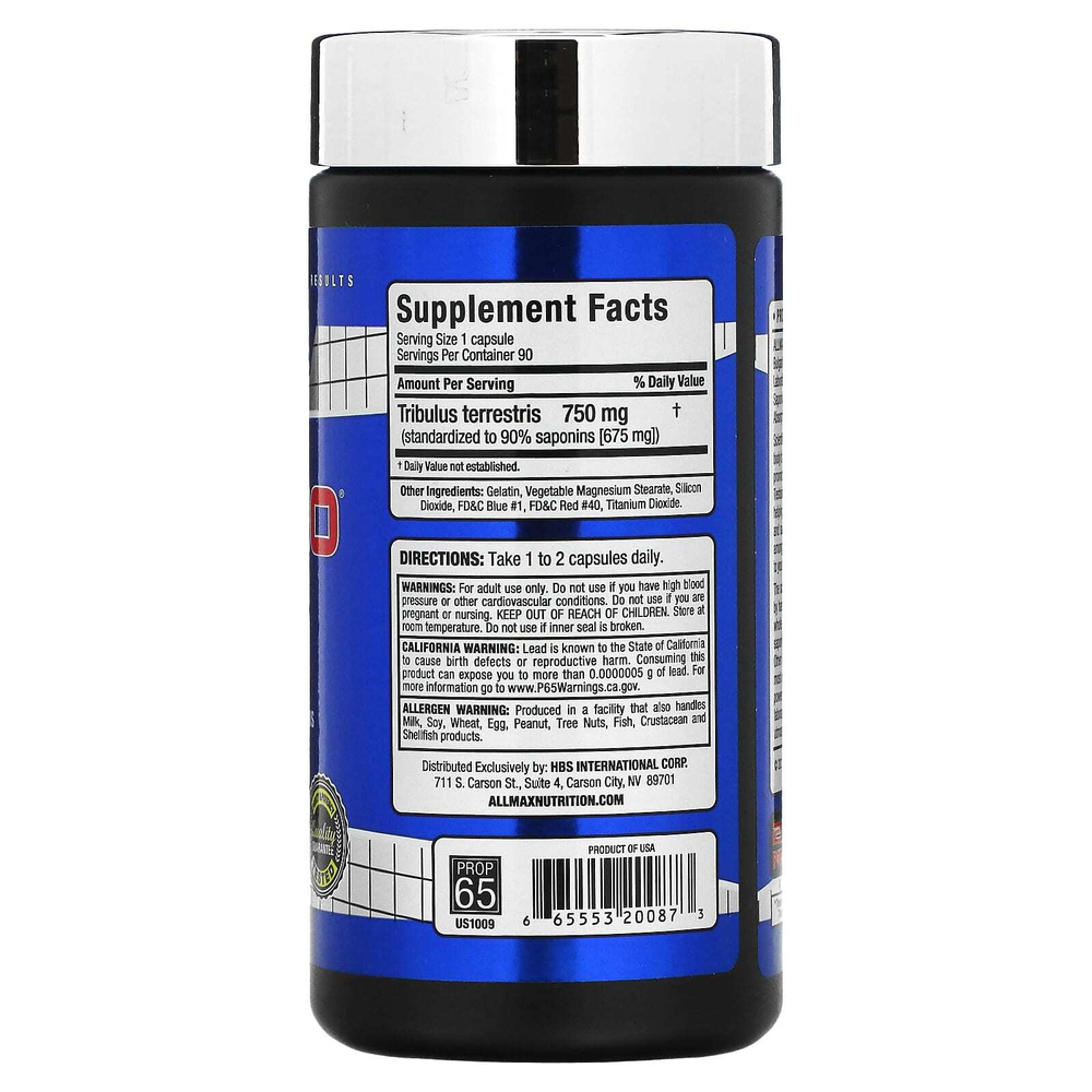 ALLMAX, TribX90®, 750 мг, 90 капсул
