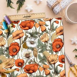 Ткань премиум интерлок яркий полевой гербарий