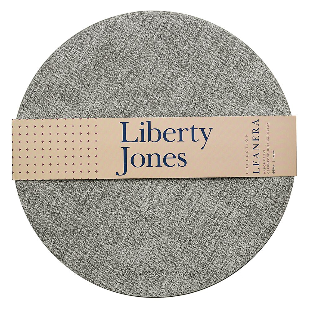 Набор из 4-х сервировочных салфеток Leanera, Ø35 см, серые