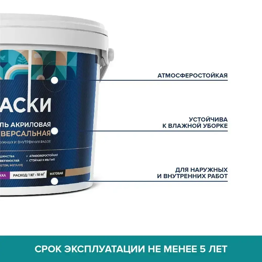 Эмаль акриловая универсальная ЯРКРАСКИ белая матовая без запаха, 0.9 кг