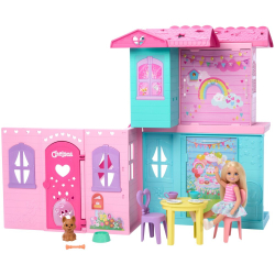 Barbie - Раскладной кукольный домик + кукла Челси + 15 аксессуаров JFW49