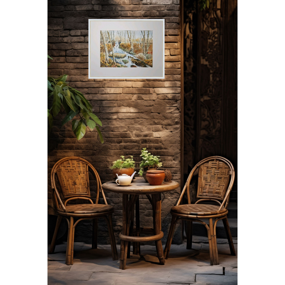 Картина авторская акварельная в паспарту 30х40 см на стену для интерьера "Водопад на Белке"