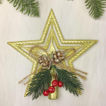 Звезда на ёлку "Волшебство ночи" шишки 14,5*14,5 см, Золото (Серпантин)