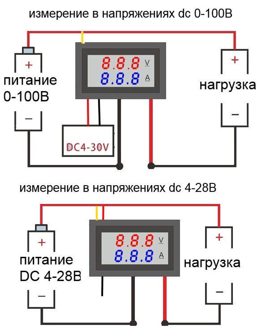 Вольтамперметр DC 0-100В 0-10A Модель: OT-INM01 Китай.