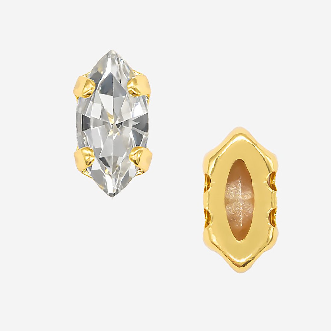 Кристалл Маркиз (Marquise Fancy Stone) в цапах, оттенок "Кристалл"/"Crystal", 8*4мм, позолота