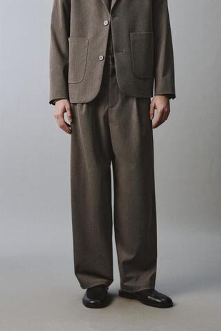 ZARA КОСТЮМНЫЕ БРЮКИ WIDE FIT ИЗ РЕЛЬЕФНОЙ ТКАНИ, СЕРО-КОРИЧНЕВЫЙ