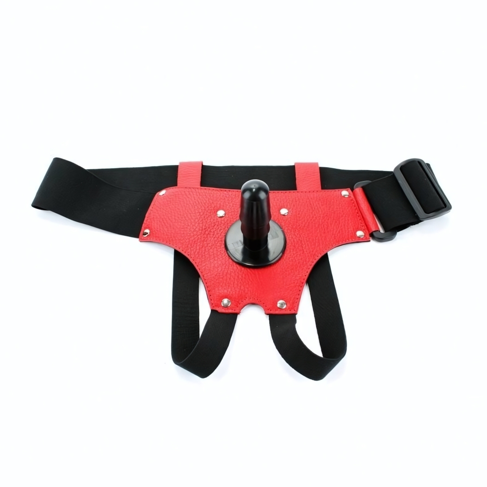 Красно-черные трусики-джоки с плугом харнесс (Размер: S-M) (Цвет: красный с черным)