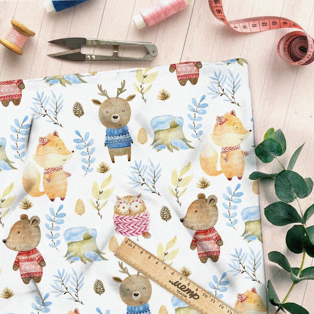 Ткань лен нежный, модный и свежий принт