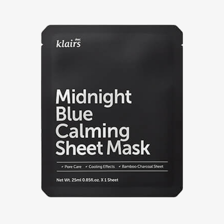 DEAR, KLAIRS успокаивающая тканевая маска Midnight Blue Calming Sheet Mask