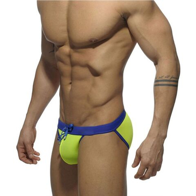 Зеленые мужские плавки-танга с ярким поясом (Размер: M) (Цвет: зеленый)