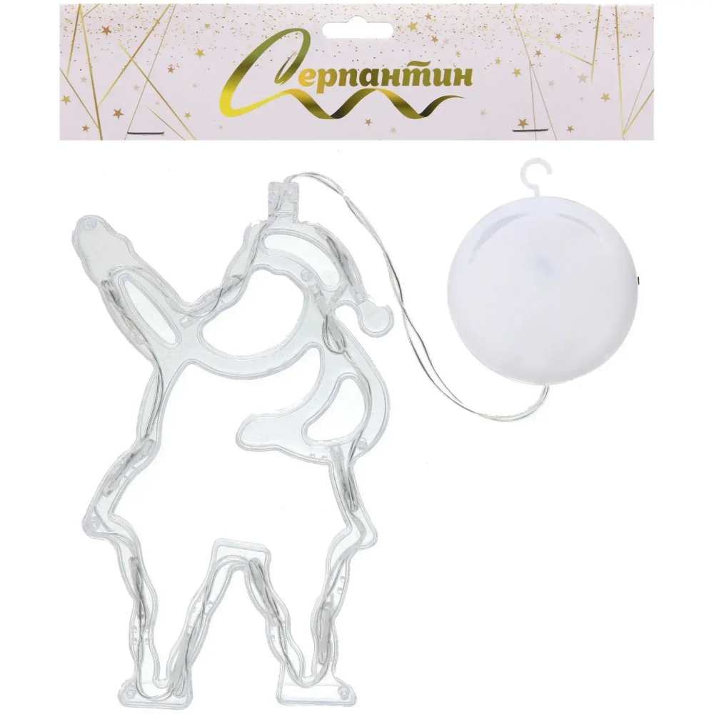 Фигура светодиодная «Дед Мороз» 11х18 см (батарейки 3 ААА), 1 реж, Белый