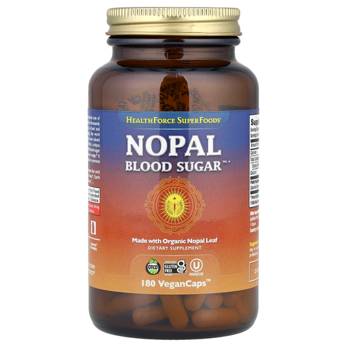 HealthForce Superfoods, Nopal Blood Sugar ™, 180 веганских капсул ™ (500 мг на капсулу)