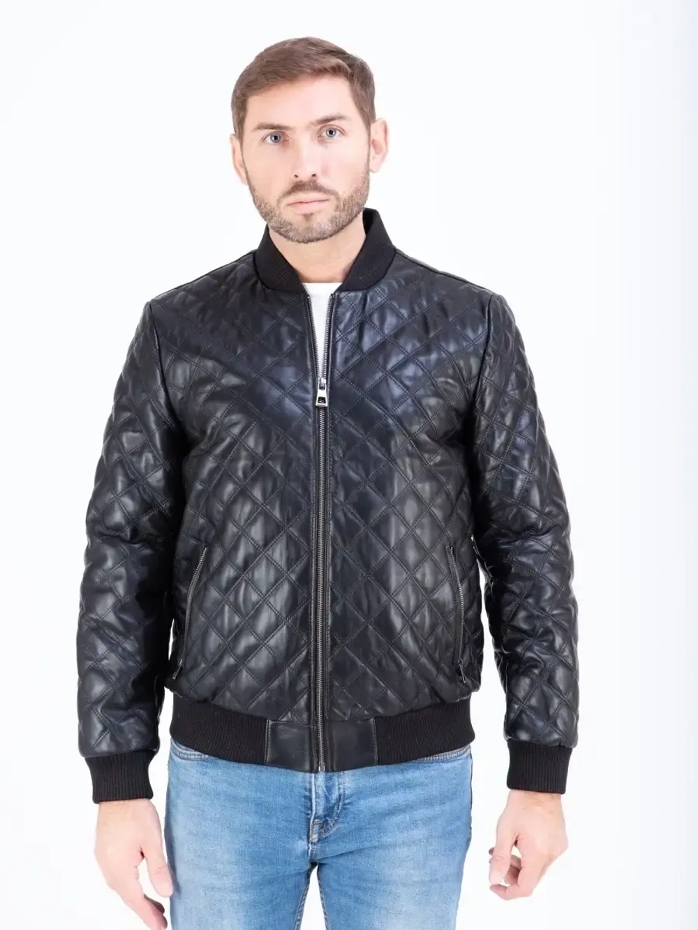 Куртка мужская кожаная бомбер натуральный Турция