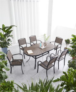 Алюминиевый овальный стол 160*90 ПОЛИВУД-4 «POLYWOOD-4» цвет каштан арт.1021