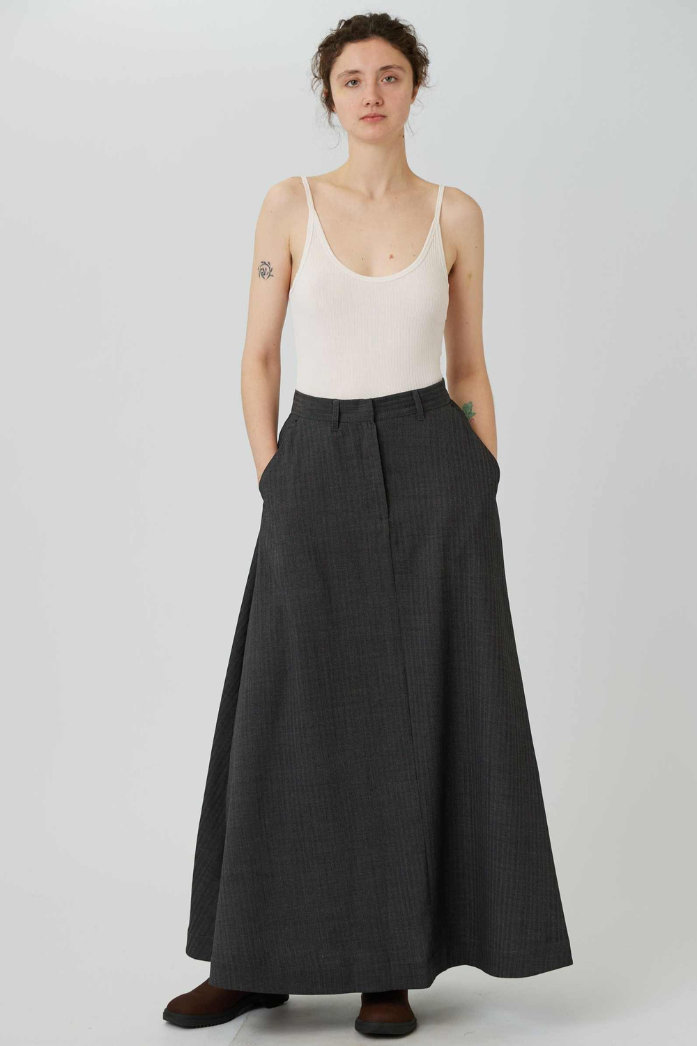 Юбка макси из шерсти в елочку